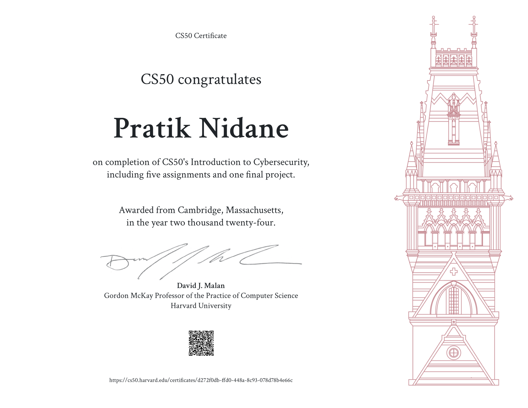 CS50 Cybersecurity certificate