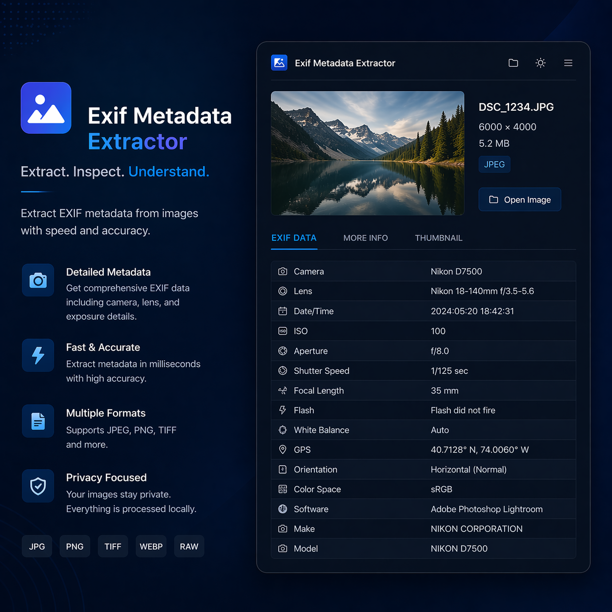 EXIF Metadata project preview